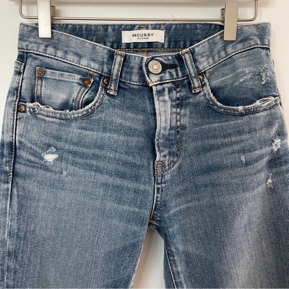 MOUSSY VINTAGE Ithan Distressed Raw Hem Ripped Ankle Mid-Rise Stretch Jeans 24 - Picture 4 of 15